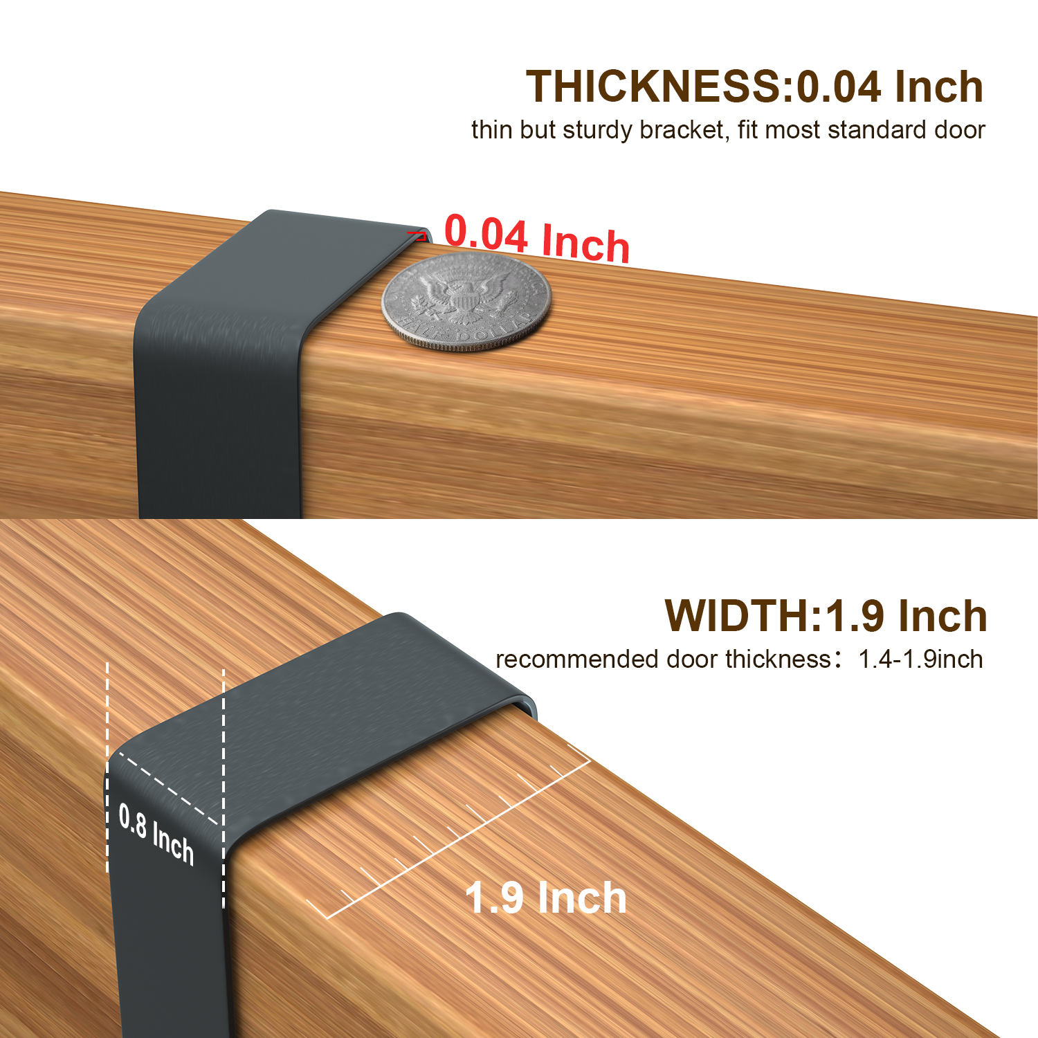 Over The Door Hooks Heavy-Duty Bamboo Wood