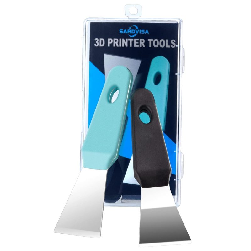 SARDVISA 3D Printer Spatulas, Hard Metal 3D Printer Scraper for Model Stripping Safety, Professional 3D Printer Tools Accessories Without Damage Build Surface （2Pcs）