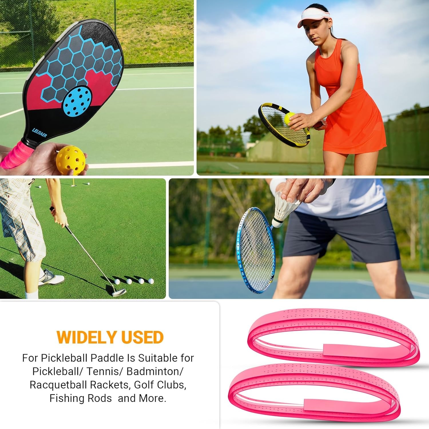2-Packs Pickleball Paddle Grip Tape with Raised Ridge, Replacement Pickleball Overgrip Wrap for Sweat Absorption&Anti-Slip, Universal Pickle Ball Sport Accessories