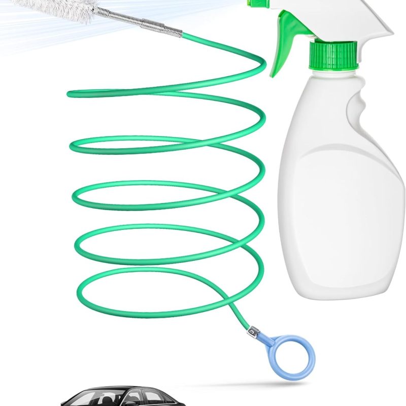 Upgraded Auto Sunroof Drain Cleaning Tool Set, 78 Inch Flexible Drain Brush with 200ML Adjustable Spray Bottle, Tube Cleaning Brush Drain Dredging Tool for Car Sunroof, Windshield Wiper Drain Hole