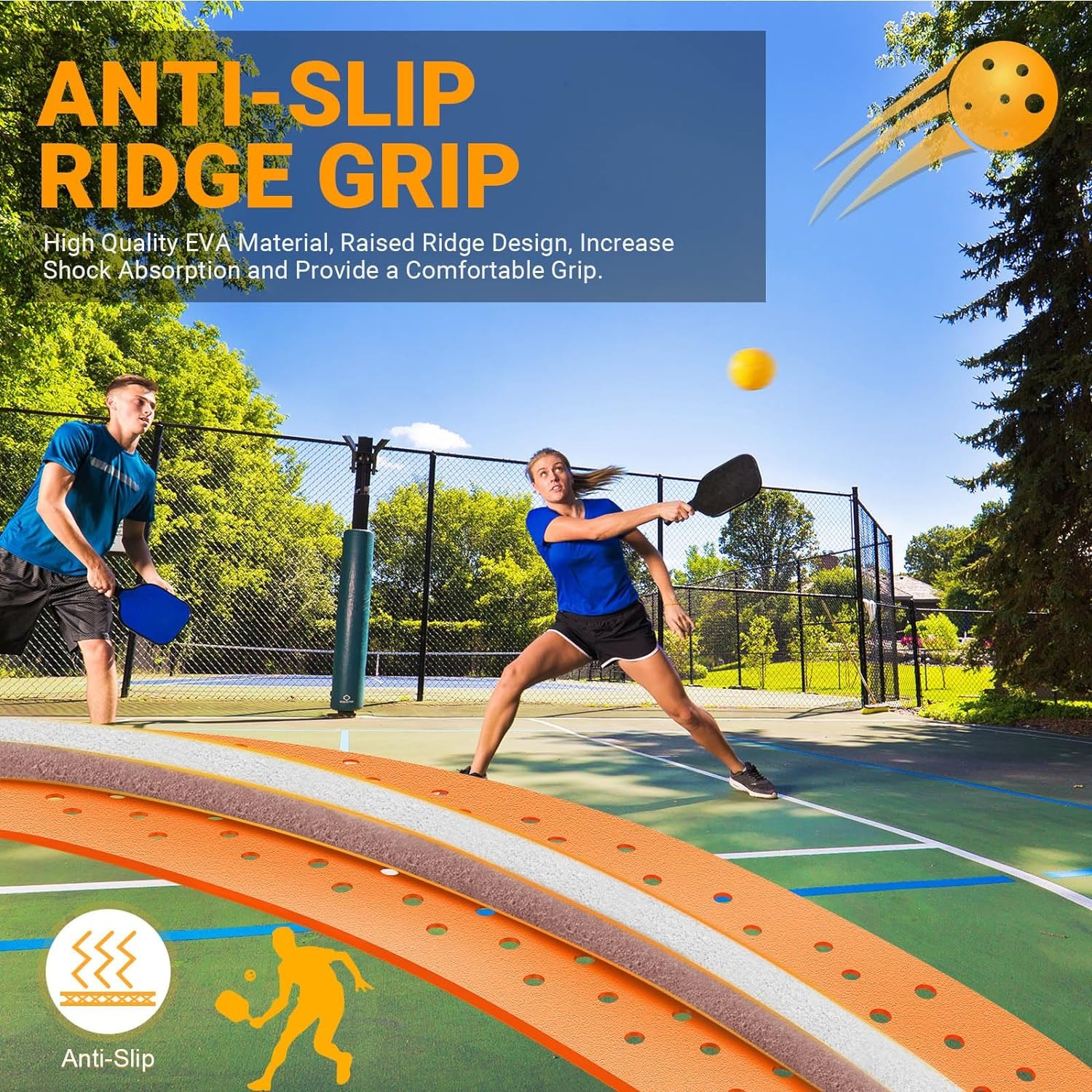 2-Packs Pickleball Paddle Grip Tape with Raised Ridge, Replacement Pickleball Overgrip Wrap for Sweat Absorption&Anti-Slip, Universal Pickle Ball Sport Accessories