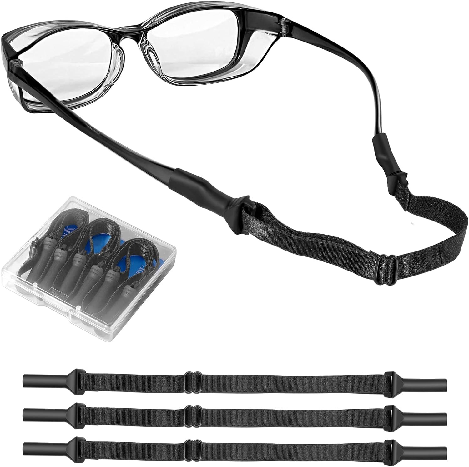 SARDVISA Adjustable Elastic Glasses Straps, 3 Pcs Universal Fit Eyeglasses Strap, No Tail Sport Glasse Strap for Men, Sunglasses Straps, Kids' Glasses Straps, Women's Glasses Straps