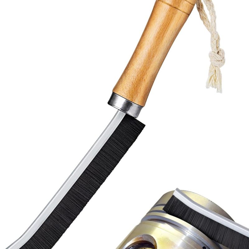 Auto Parts Cleaning Brush, Surface Dead Corner Greasy & Carbon Deposition Cleaning Brushes for Engine, Piston, Mechanical Parts, Stiff Bristles with Wooden Handle & Lanyard for Mechanics Car Repairs