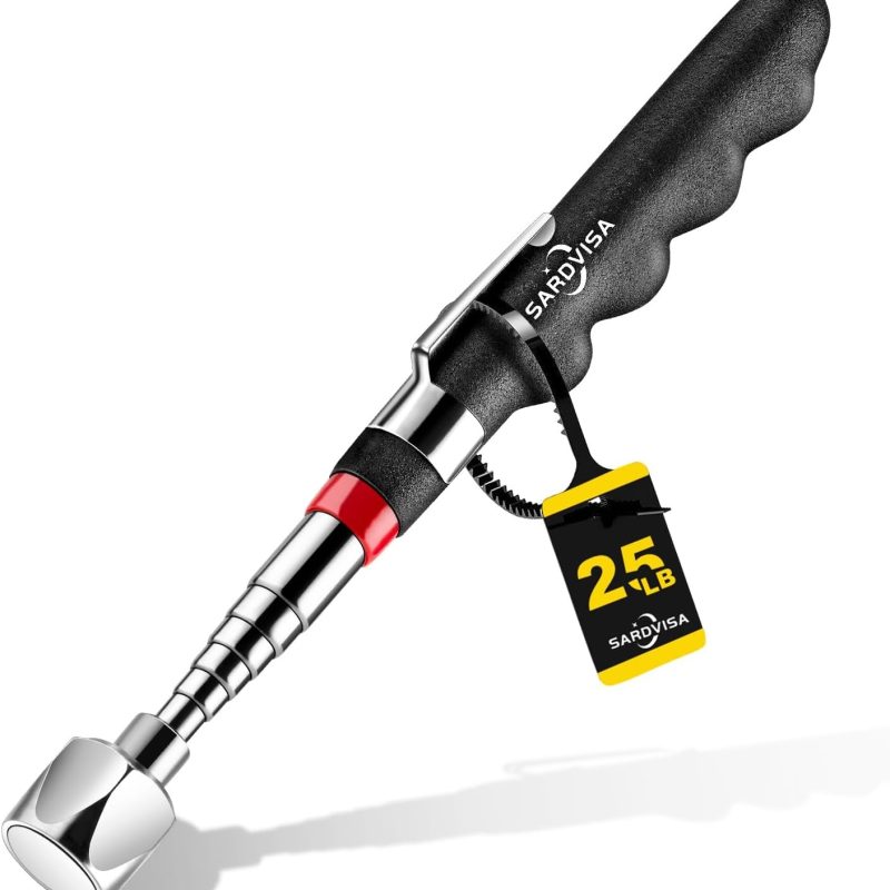 25Lb Telescoping Magnetic Pickup Tool, 30.7 Inches Extendable Magnetic Stick, Portable Magnetic Pen with Pocket Clip, Magnetic Wand Grabber for Picking up Bolts, Nuts, Screws