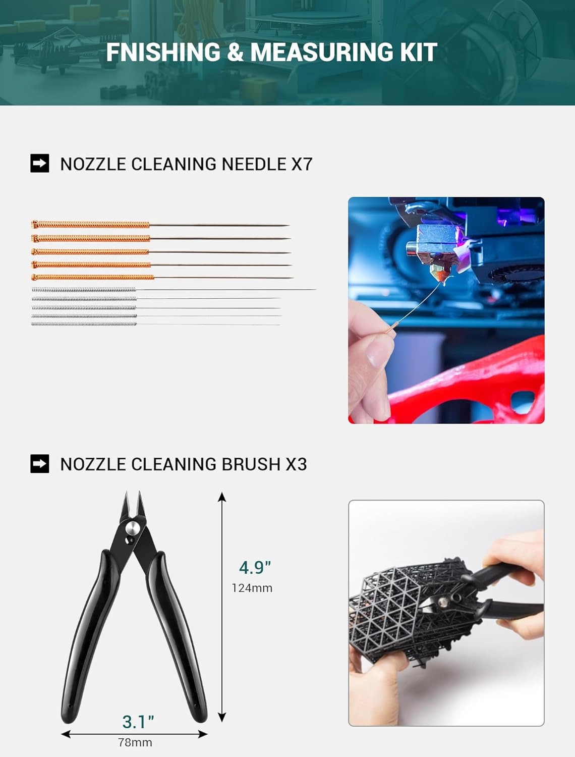 SARDVISA 3D Printer Tools Kit with Zipper Bag, Includes Nozzle Cleaning Set, Scraper, Steel File, Filament Pliers, Carving Knife Set, 3D Print Accessories for Model Removal, Polish, Finish (30-Packs)