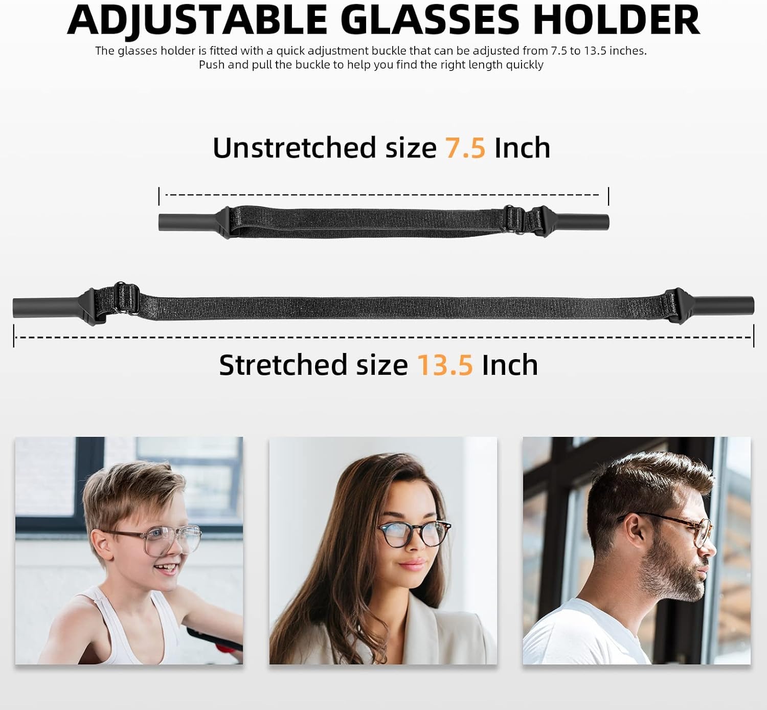 SARDVISA Adjustable Elastic Glasses Straps, 3 Pcs Universal Fit Eyeglasses Strap, No Tail Sport Glasse Strap for Men, Sunglasses Straps, Kids' Glasses Straps, Women's Glasses Straps