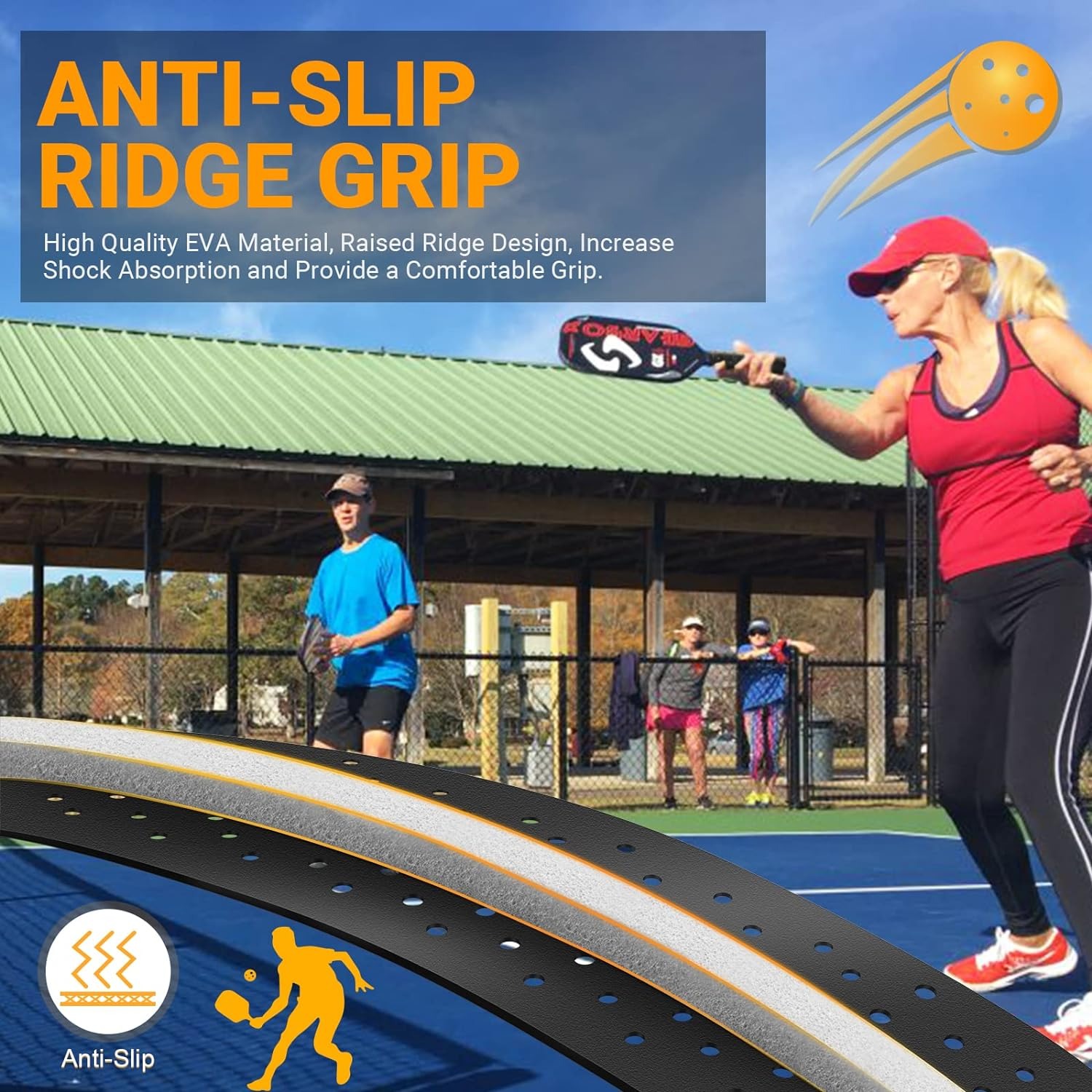 2-Packs Pickleball Paddle Grip Tape with Raised Ridge, Replacement Pickleball Overgrip Wrap for Sweat Absorption&Anti-Slip, Universal Pickle Ball Sport Accessories