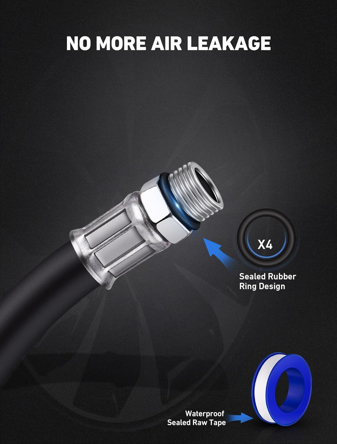 SARDVISA 16.5" Extended Plug Locking Air Chuck, Metal Closed Flow Tire Inflating Adaptor with 1/4" ID Rubber Hose & FNPT Quick Plug, Tire Inflator Nozzle Chuck Set for Air Compressor Fittings