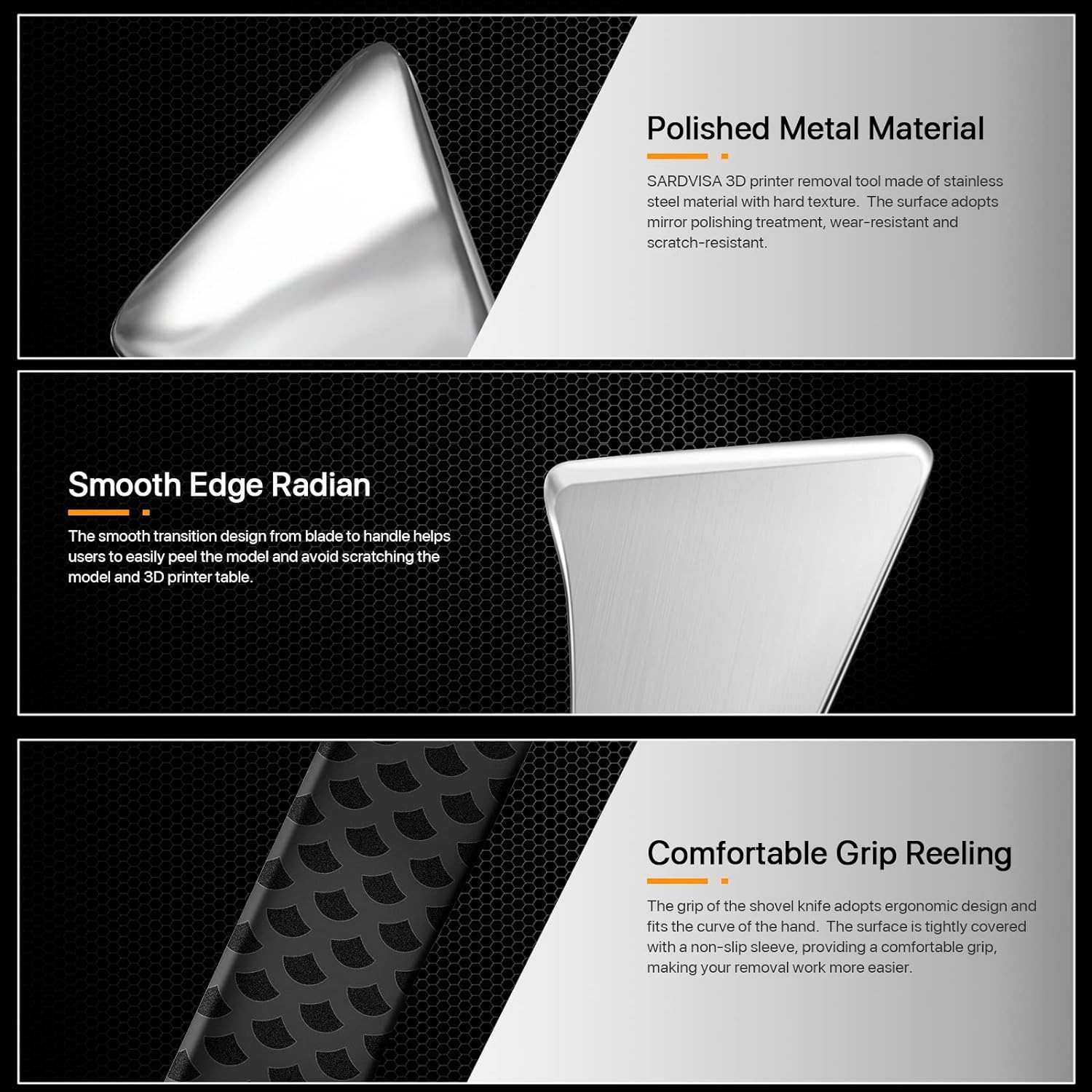 SARDVISA Professional 3D Printer Tool, Upgraded Metal 3D Printer Removal Spatula with Comfortable Grip, Specially Designed 3D Printer Accessories for Model Stripping Safety