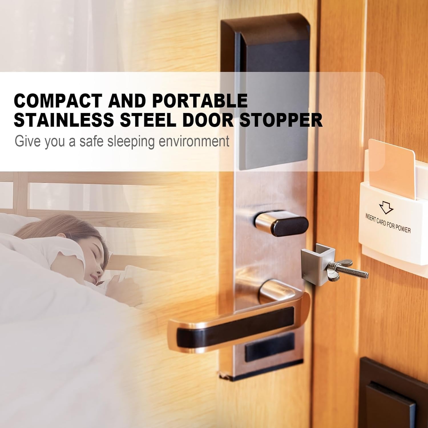 2-Packs Upgraded Portable Door Lock, Heavy Duty Metal Door Locker for Extra Home Security, Adjustable Travel Door Security Devices for Hotel, Apartment, College Dorm Safety & Privacy Protection