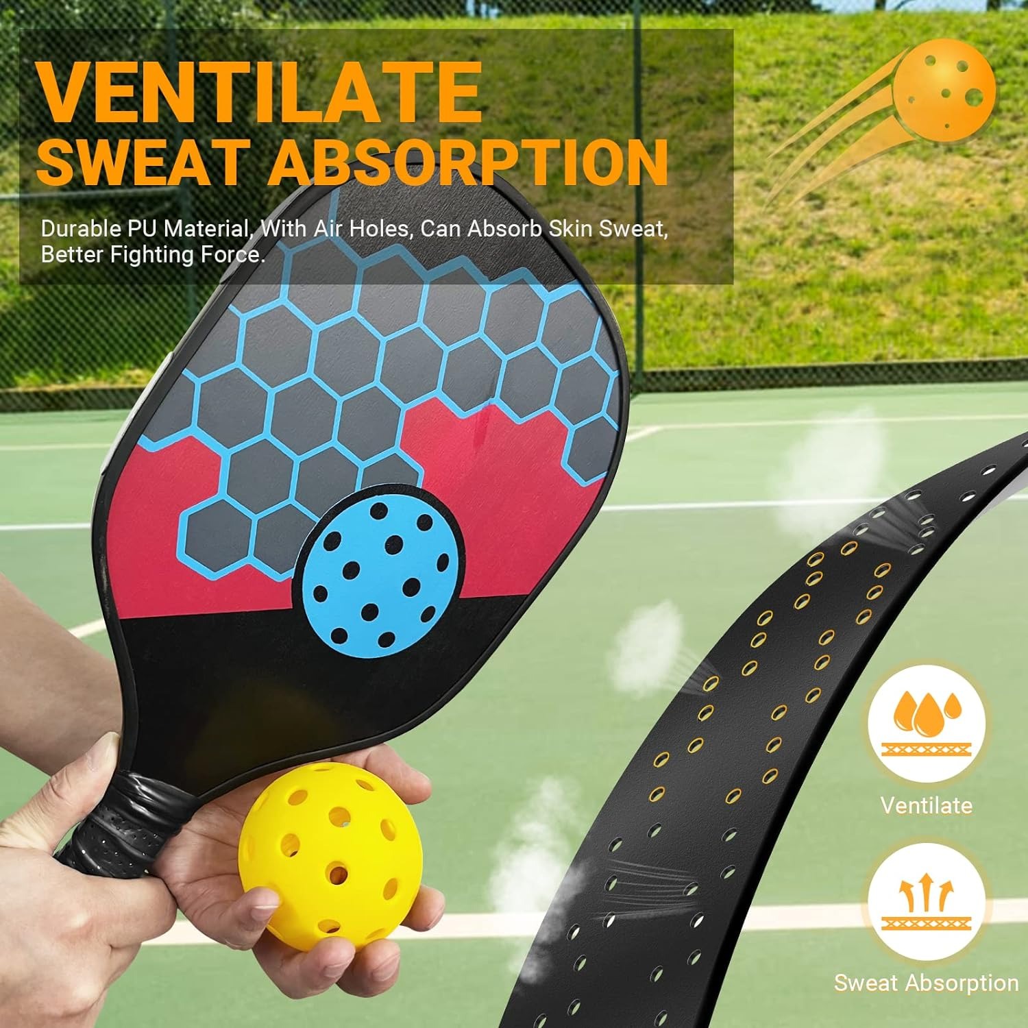 2-Packs Pickleball Paddle Grip Tape with Raised Ridge, Replacement Pickleball Overgrip Wrap for Sweat Absorption&Anti-Slip, Universal Pickle Ball Sport Accessories