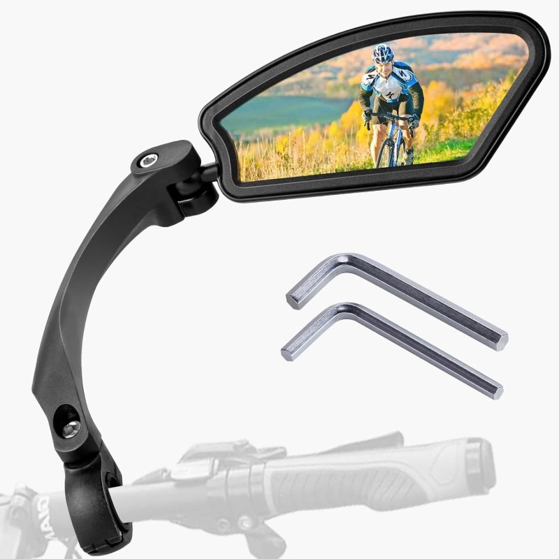 New Bike Mirror Handlebar Mount, Adjustable Rotatable Bike Rear View Mirror with HD Clear Acrylic Lens, Bicycle Mirrors for Handlebars DIY Fixed Mirror for Mountain Bike E-bike Motorcycle (Right)