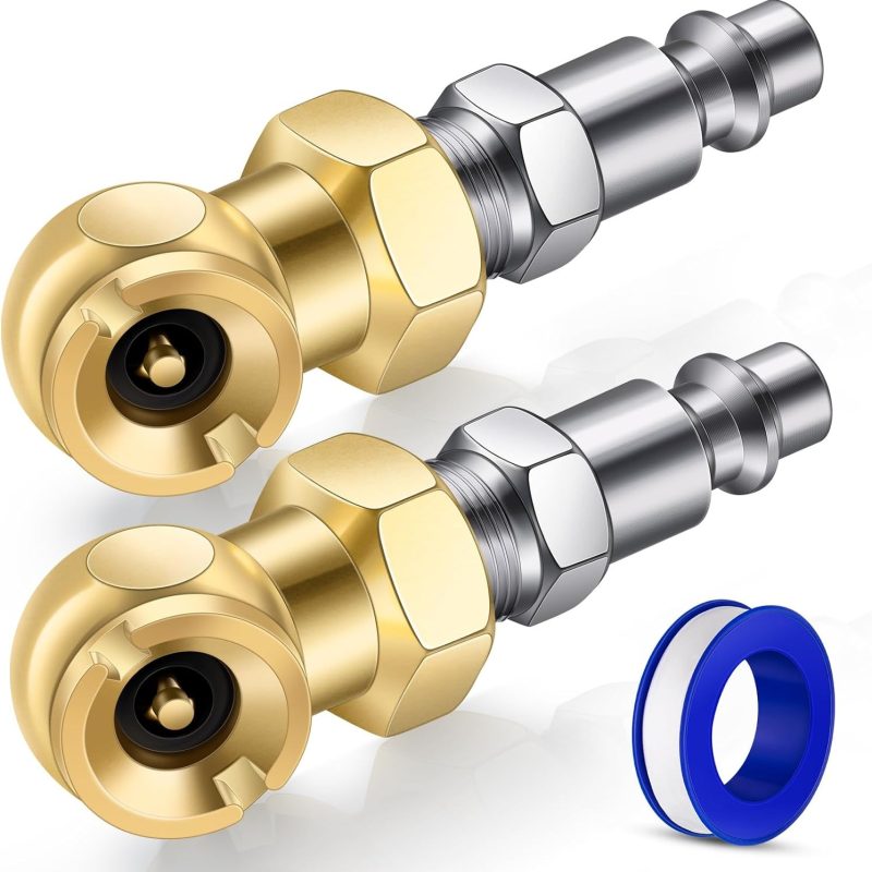 SARDVISA 2-Packs Closed Ball Air Chucks, Portable Tire Air Inflating Chuck with 1/4" NPT Standard Quick Plugs, 250 PSI Tire Inflator Gauge Nozzle for Air Compressor Accessories