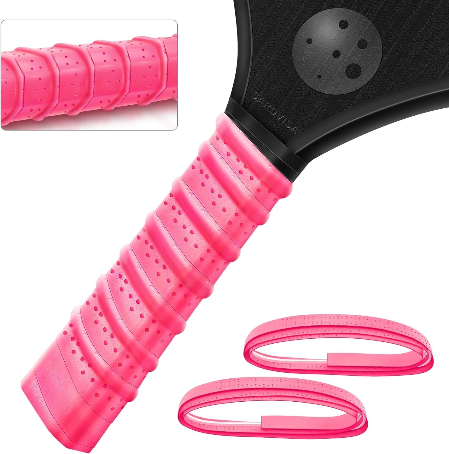 2-Packs Pickleball Paddle Grip Tape with Raised Ridge, Replacement Pickleball Overgrip Wrap for Sweat Absorption&Anti-Slip, Universal Pickle Ball Sport Accessories
