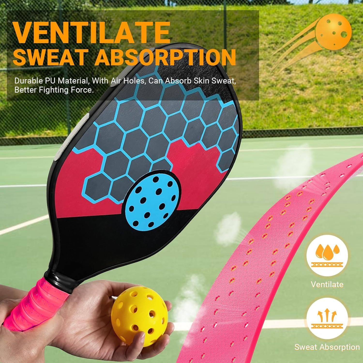 2-Packs Pickleball Paddle Grip Tape with Raised Ridge, Replacement Pickleball Overgrip Wrap for Sweat Absorption&Anti-Slip, Universal Pickle Ball Sport Accessories